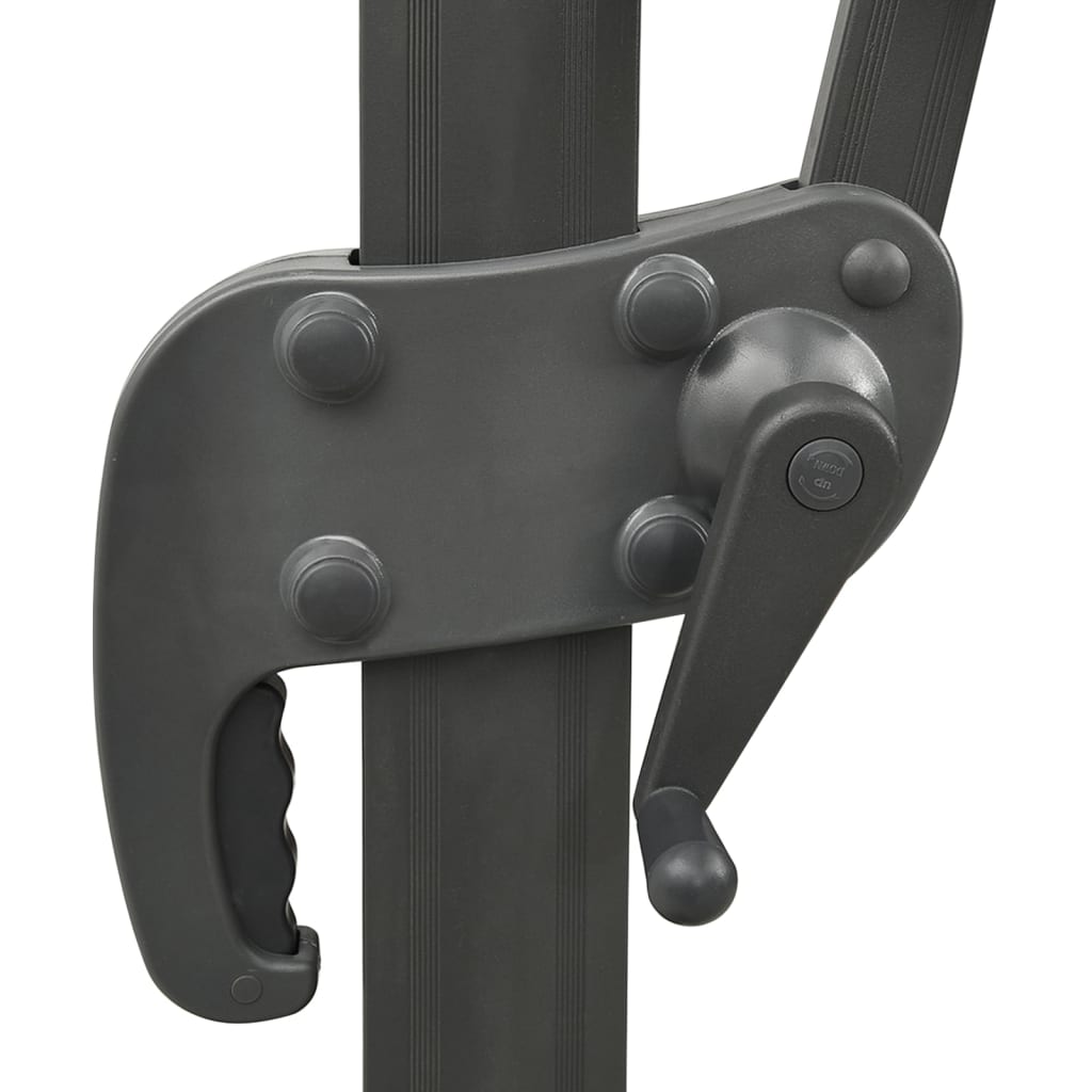 Ampelschirm mit Mast und LED-Leuchten Azurblau 300 cm