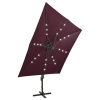 Thumbnail for Ampelschirm mit Mast und LED-Leuchten Bordeauxrot 300 cm