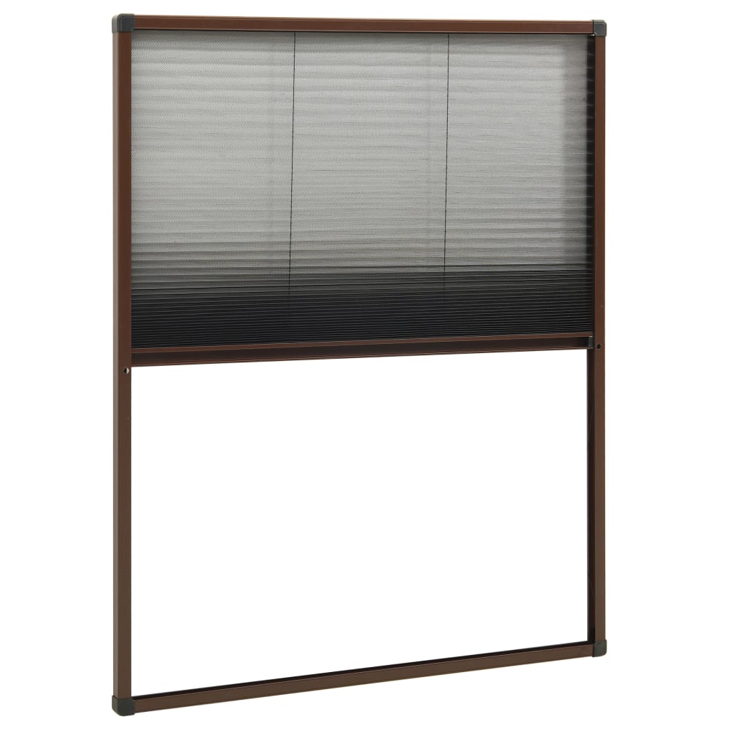 Insektenschutz-Plissee für Fenster Aluminium Braun 80x100 cm