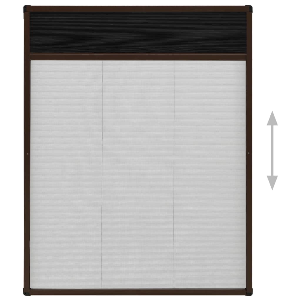 Insektenschutz-Plissee für Fenster Aluminium Braun 80x100 cm
