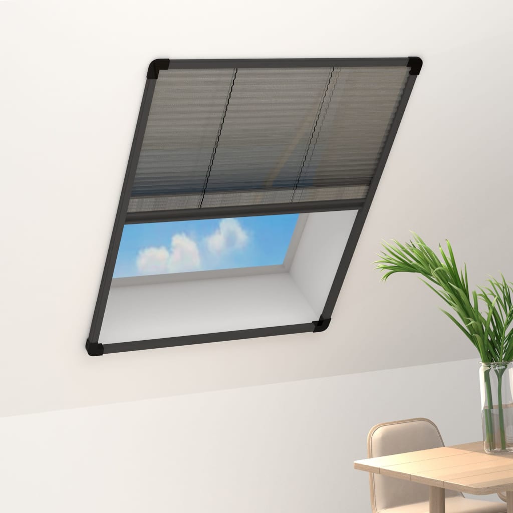 Insektenschutz-Plissee für Fenster Aluminium Anthrazit 80x100cm