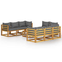 Thumbnail for 3057611 vidaXL 9 Piece Garden Lounge Set with Cushion Solid Acacia Wood (4x311856+311866)