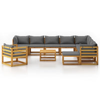 Thumbnail for 12-tlg. Garten-Lounge-Set mit Auflagen Massivholz Akazie