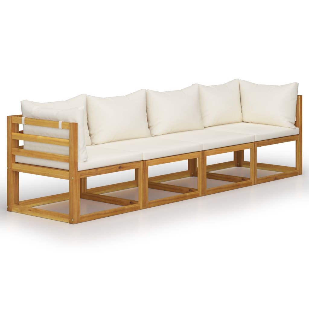 3057639 vidaXL 4-Seater Garden Sofa with Cushion Cream Solid Acacia Wood  (2x311857)