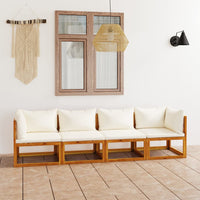Thumbnail for 3057639 vidaXL 4-Seater Garden Sofa with Cushion Cream Solid Acacia Wood  (2x311857)