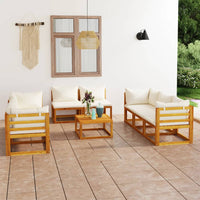 Thumbnail for 9-tlg. Garten-Lounge-Set mit Auflagen Creme Massivholz Akazie