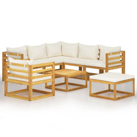 Thumbnail for 8-tlg. Garten-Lounge-Set mit Auflagen Creme Massivholz Akazie