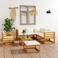 Thumbnail for 8-tlg. Garten-Lounge-Set mit Auflagen Creme Massivholz Akazie