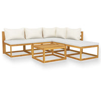 Thumbnail for 6-tlg. Garten-Lounge-Set mit Auflagen Creme Massivholz Akazie