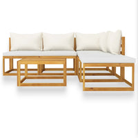 Thumbnail for 6-tlg. Garten-Lounge-Set mit Auflagen Creme Massivholz Akazie