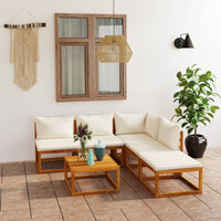Thumbnail for 6-tlg. Garten-Lounge-Set mit Auflagen Creme Massivholz Akazie