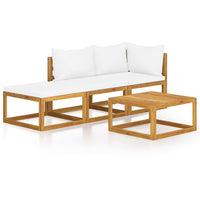 Thumbnail for 4-tlg. Garten-Lounge-Set mit Auflagen Creme Massivholz Akazie
