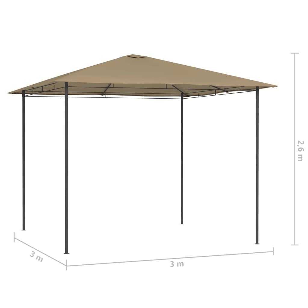 Pavillon 3x3x2,6 m Taupe 160 g/m²