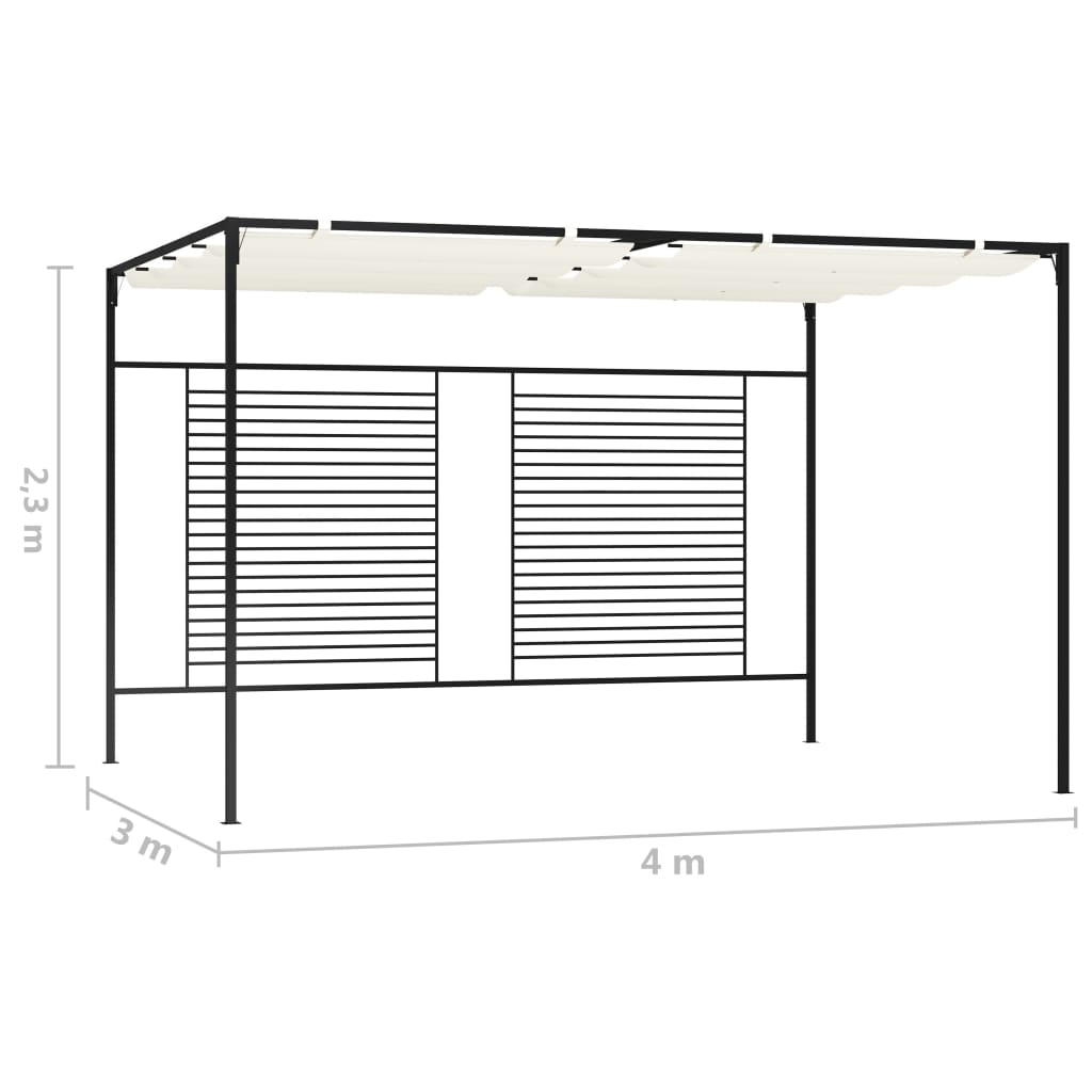 Pavillon mit Ausziehbarem Dach 3x4x2,3 m Cremeweiß 180 g/m²
