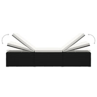 Thumbnail for 3-tlg. Garten-Sonnenliegen mit Teetisch Poly Rattan Schwarz