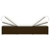 Thumbnail for 3-tlg. Garten-Sonnenliegen mit Teetisch Poly Rattan Braun