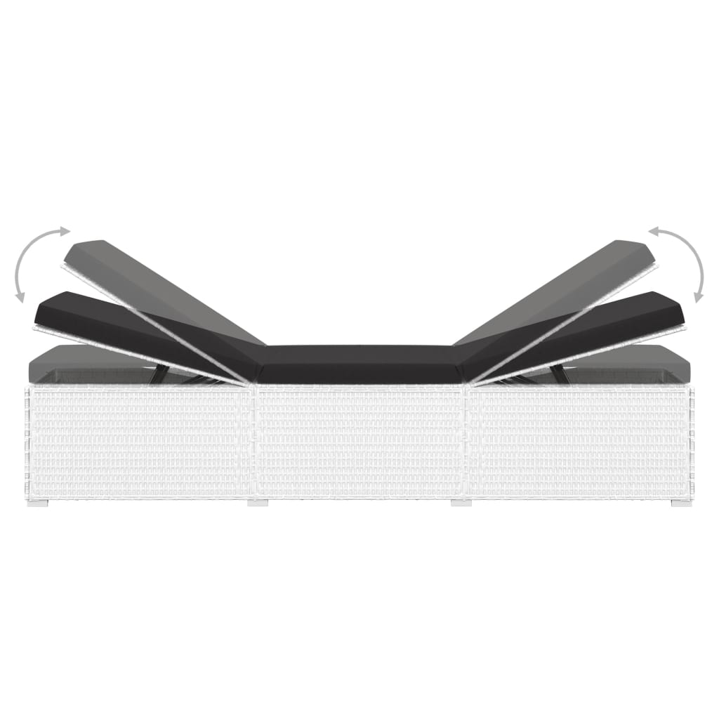 3-tlg. Garten-Sonnenliegen mit Teetisch Poly Rattan Weiß