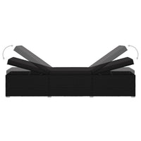 Thumbnail for 3-tlg. Garten-Sonnenliegen mit Teetisch Poly Rattan Schwarz