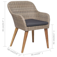 Thumbnail for 7-tlg. Garten-Essgruppe mit Auflagen Poly Rattan