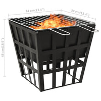 Thumbnail for 2-in-1 Feuerstelle und Grill 34x34x48 cm Stahl