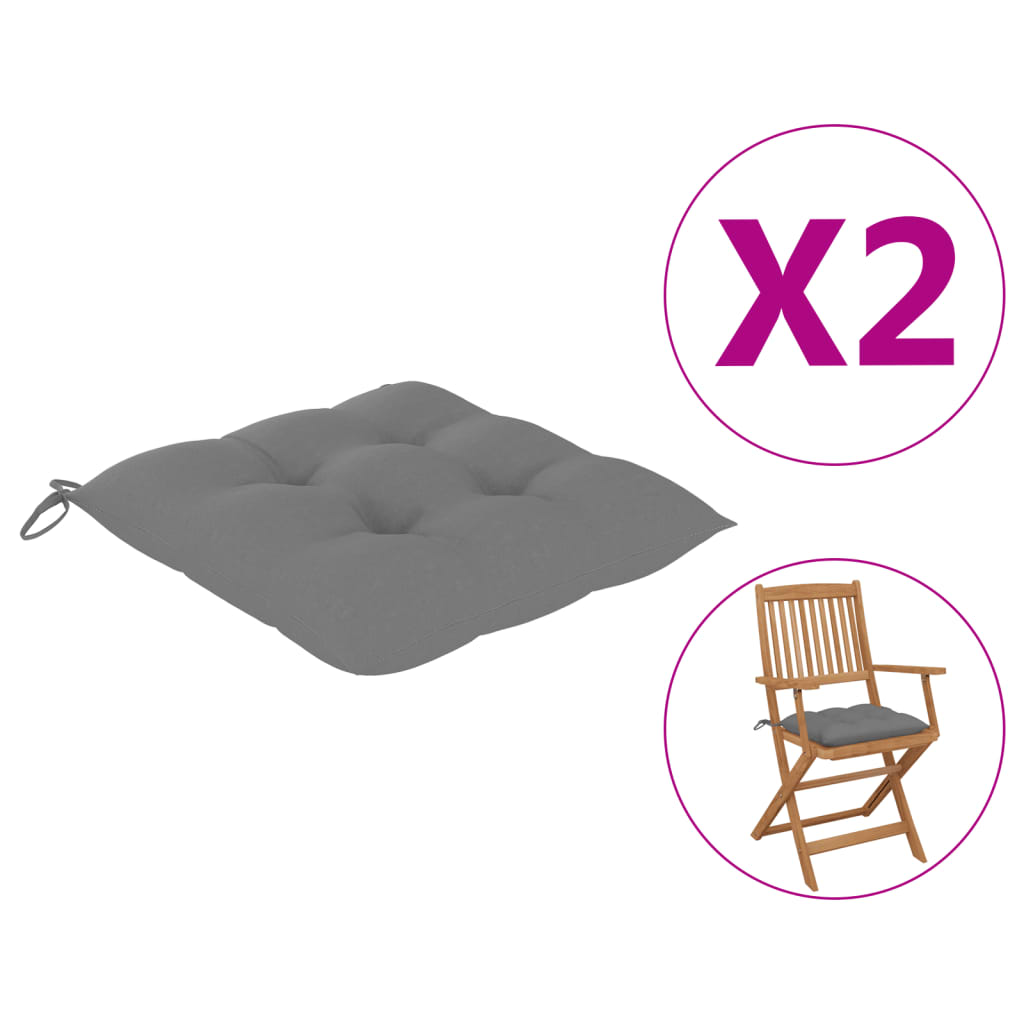 Stuhlkissen 2 Stk. Grau 40x40x7 cm Stoff