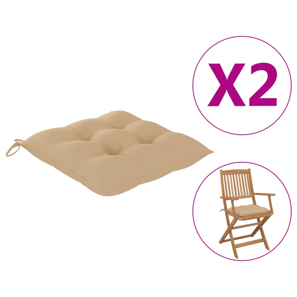 Stuhlkissen 2 Stk. Beige 40x40x7 cm Oxford-Gewebe