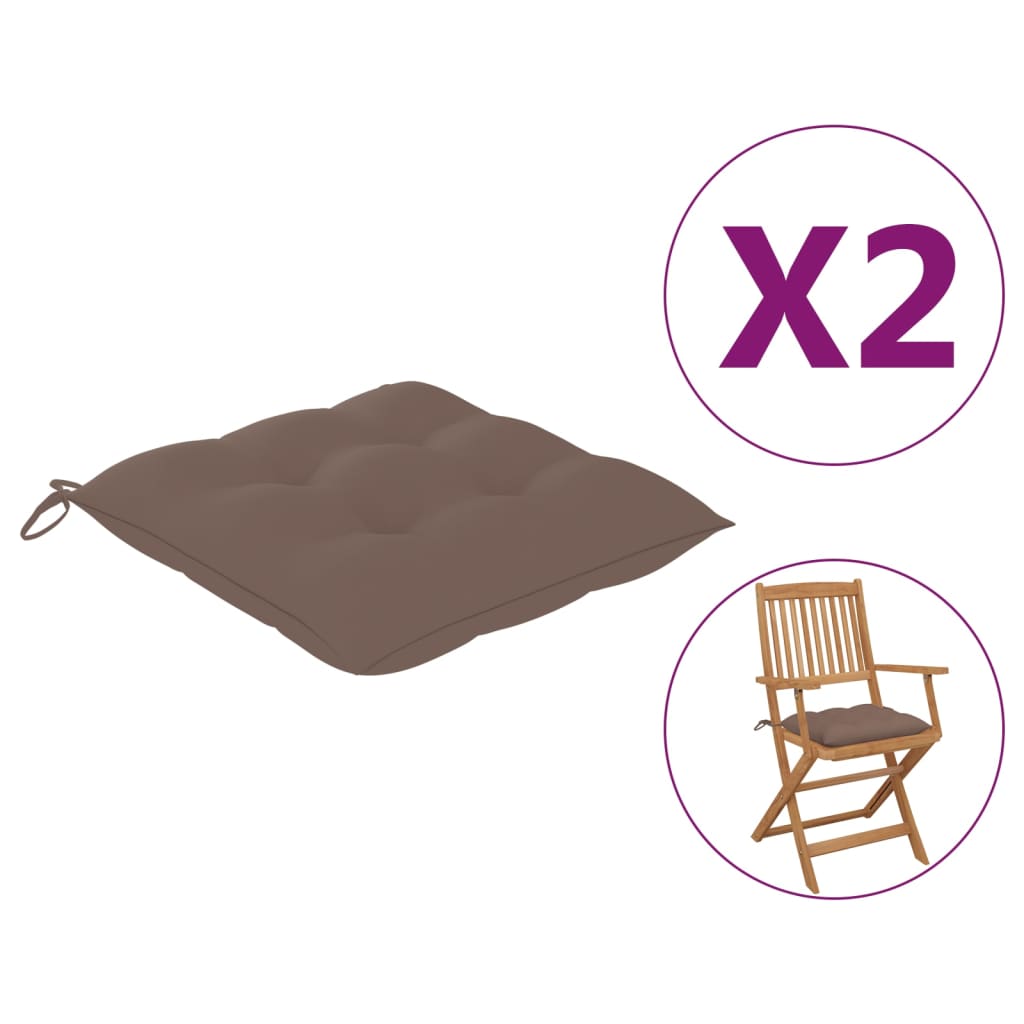 Stuhlkissen 2 Stk. Taupe 40x40x7 cm Stoff