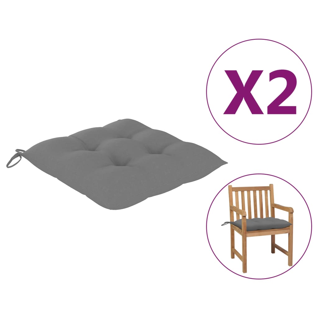 Stuhlkissen 2 Stk. Grau 50x50x7 cm Stoff