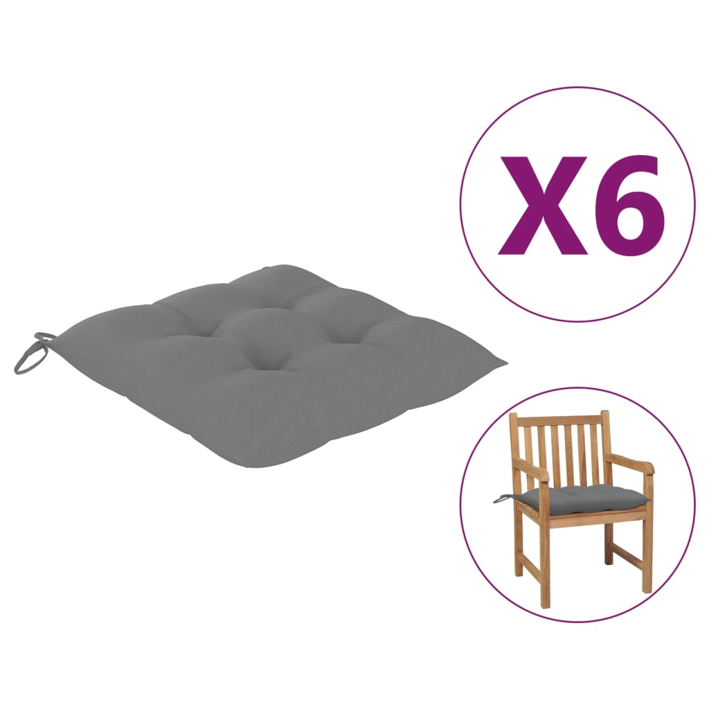 Stuhlkissen 6 Stk. Grau 50x50x7 cm Stoff