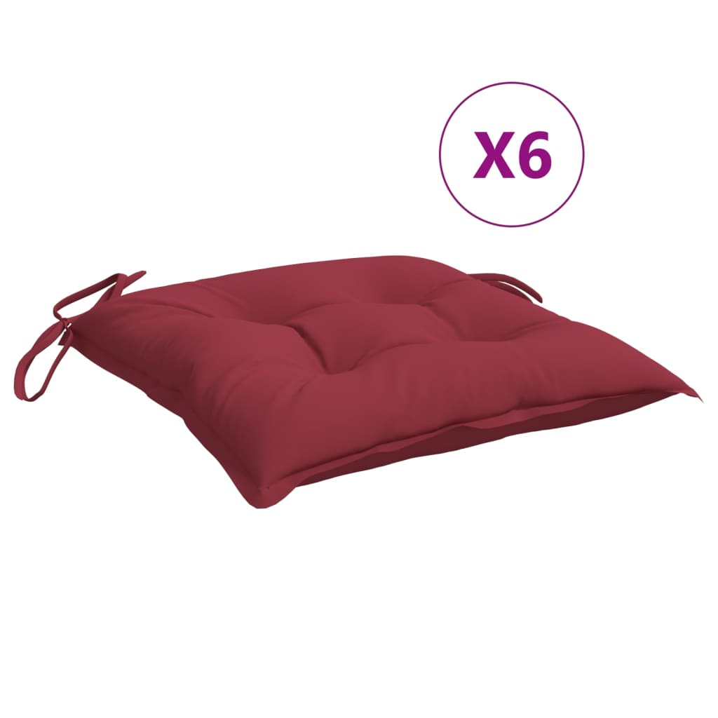 Stuhlkissen 6 Stk. Weinrot 50x50x7 cm Oxford-Gewebe