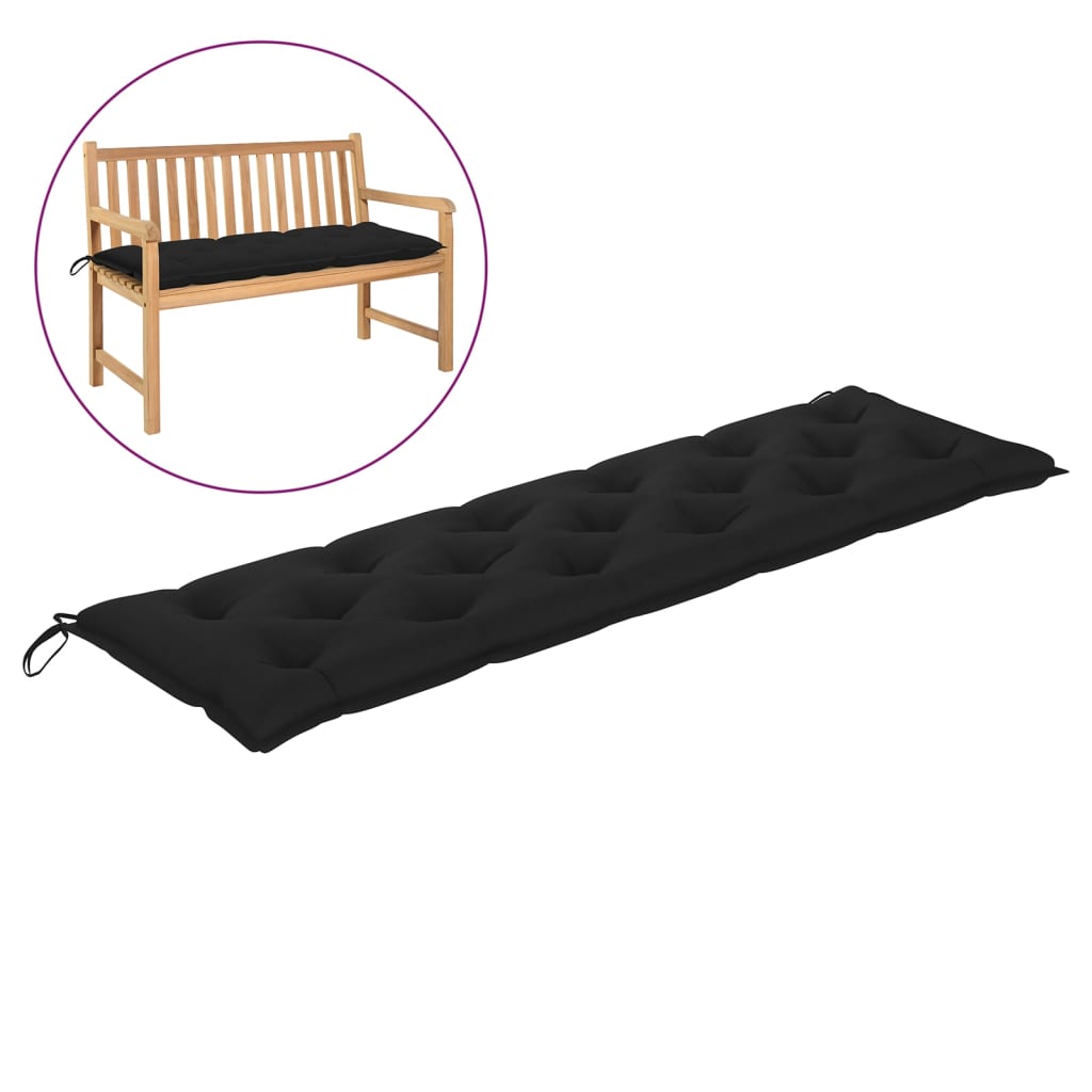 Gartenbank-Auflage Schwarz 180x50x7 cm Stoff