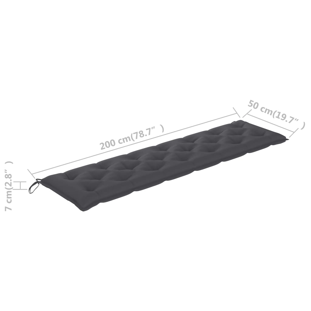 Gartenbank-Auflage Anthrazit 200x50x7 cm Stoff
