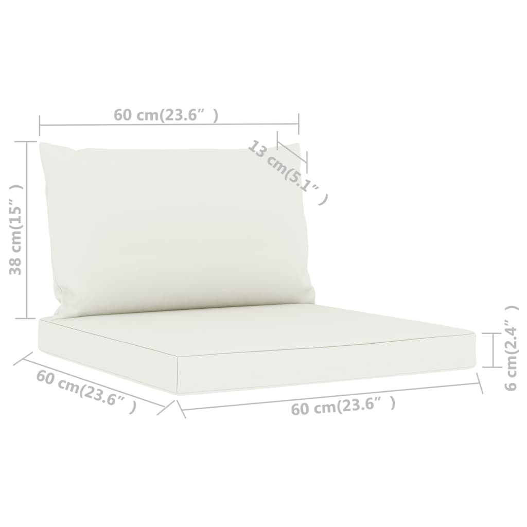 Palettensofa-Auflagen 2 Stk. Cremeweiß Stoff