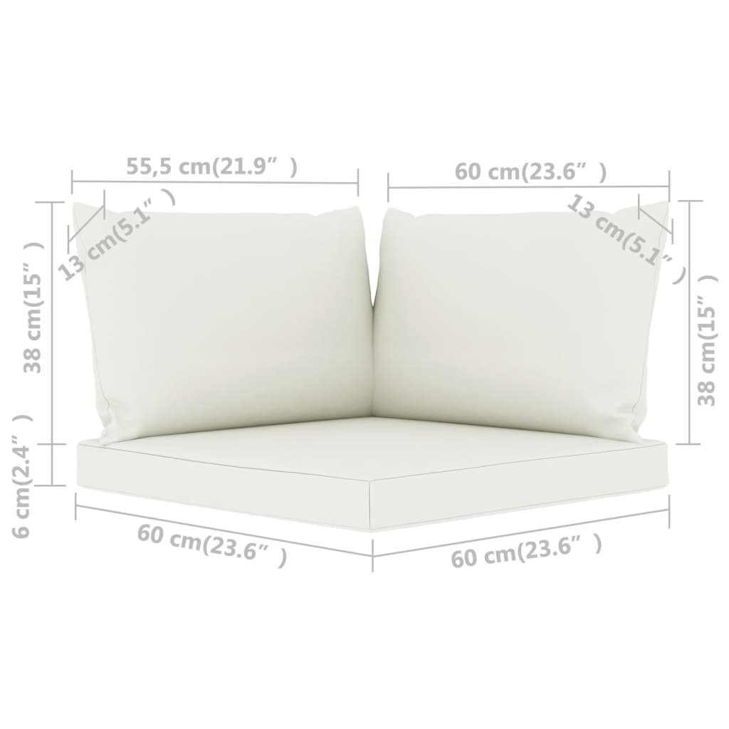 Palettensofa-Auflagen 3 Stk. Cremeweiß Stoff