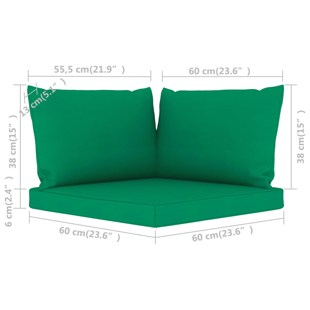 Palettensofa-Auflagen 3 Stk. Grün Stoff