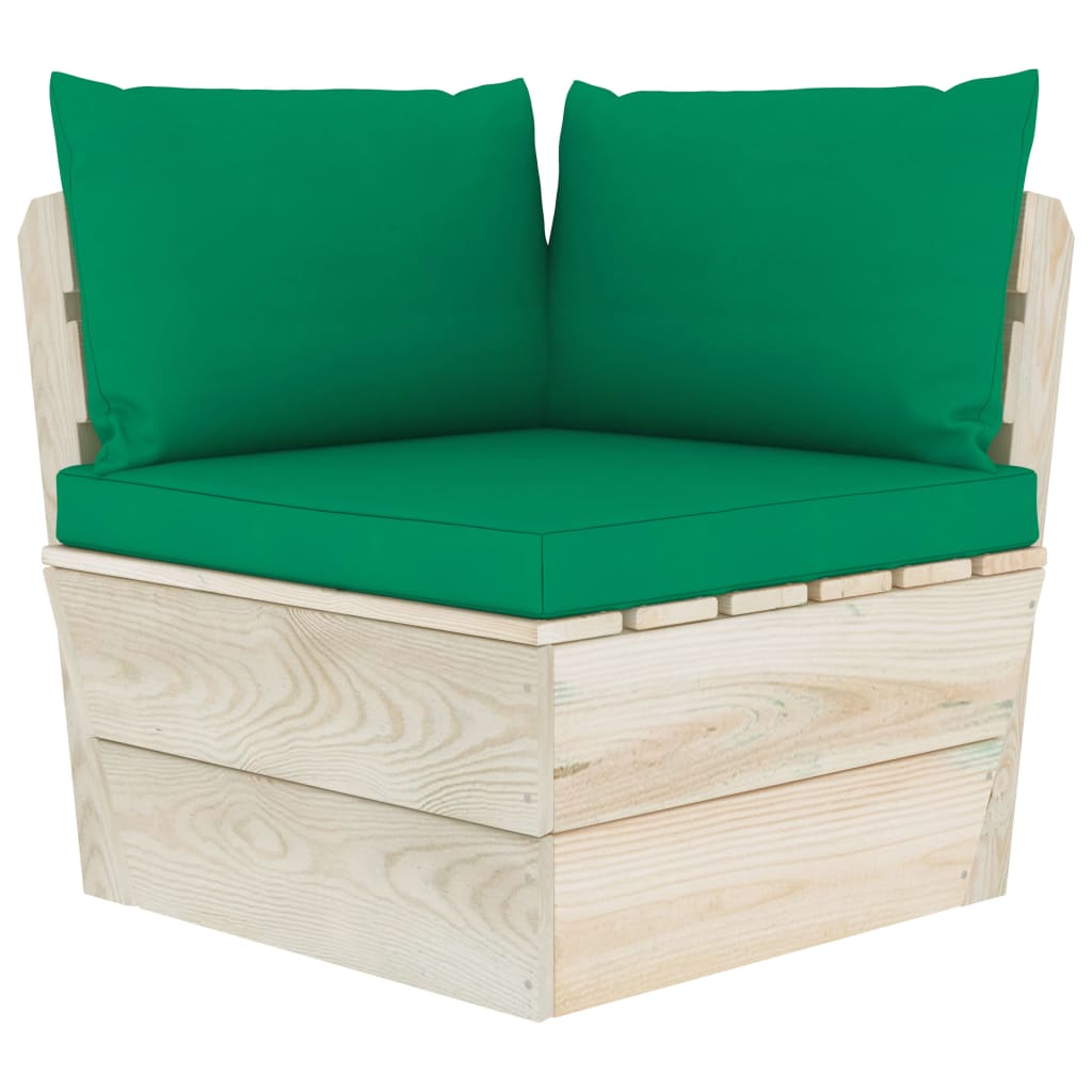 Palettensofa-Auflagen 3 Stk. Grün Stoff
