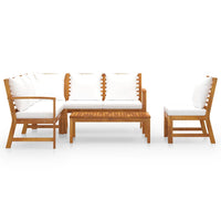 Thumbnail for 5-tlg. Garten-Lounge-Set mit Auflagen Creme Massivholz Akazie