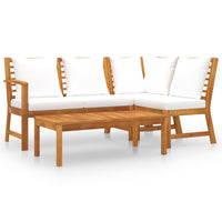 Thumbnail for 4-tlg. Garten-Lounge-Set mit Auflagen Creme Massivholz Akazie