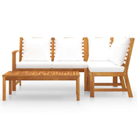 Thumbnail for 4-tlg. Garten-Lounge-Set mit Auflagen Creme Massivholz Akazie