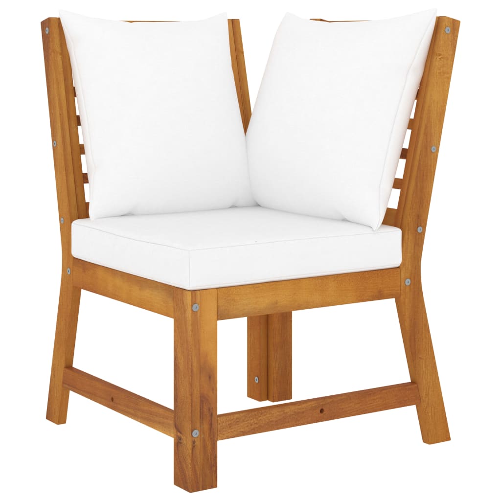 4-tlg. Garten-Lounge-Set mit Auflagen Creme Massivholz Akazie