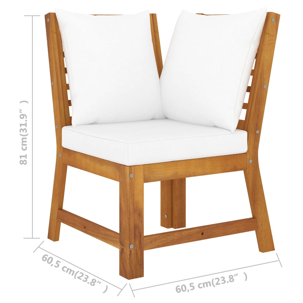 4-tlg. Garten-Lounge-Set mit Auflagen Creme Massivholz Akazie