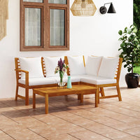 Thumbnail for 4-tlg. Garten-Lounge-Set mit Auflagen Creme Massivholz Akazie