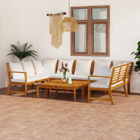 Thumbnail for 9-tlg. Garten-Lounge-Set mit Auflagen Creme Massivholz Akazie