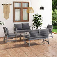 Thumbnail for 5-tlg. Garten-Lounge-Set mit Auflagen Massivholz Akazie Grau