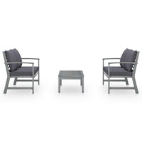 Thumbnail for 3-tlg. Garten-Lounge-Set mit Auflagen Massivholz Akazie Grau