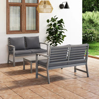 Thumbnail for 3-tlg. Garten-Lounge-Set mit Auflagen Massivholz Akazie Grau