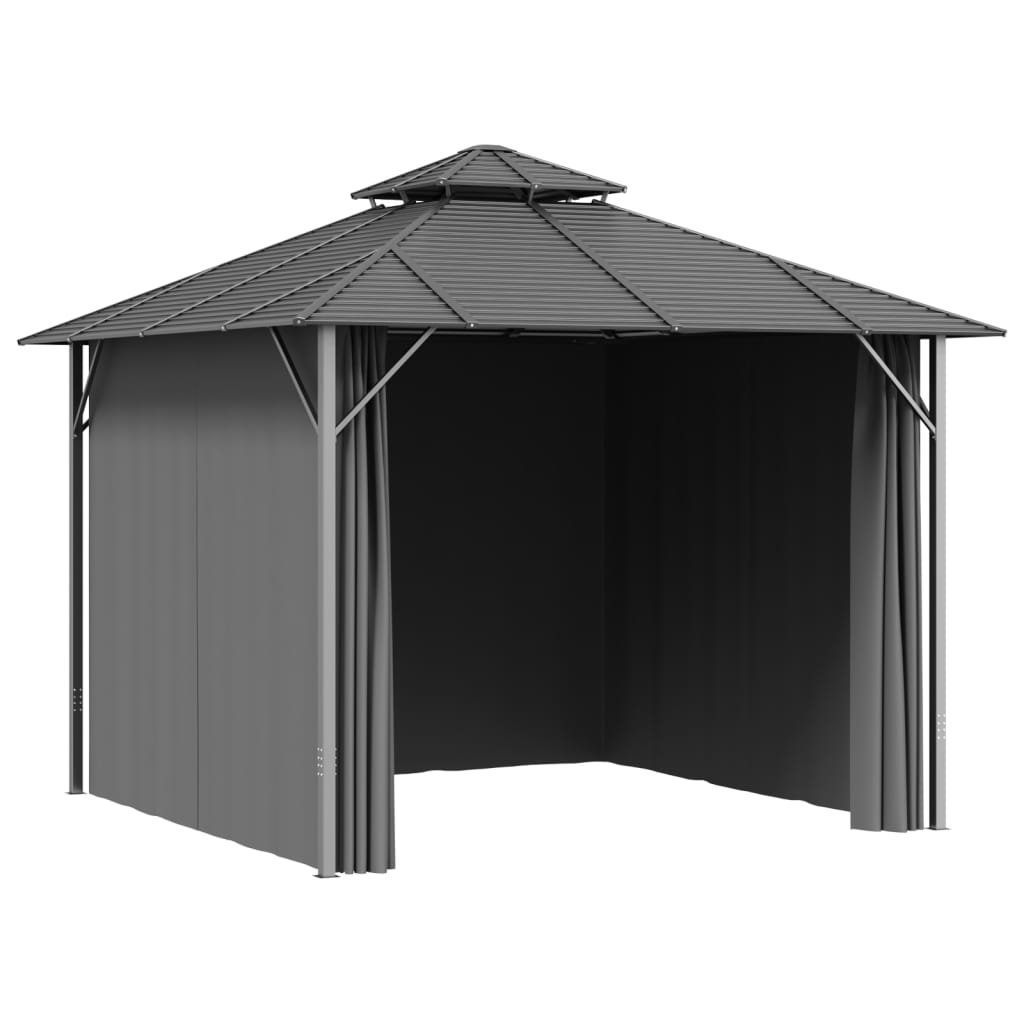 Pavillon mit Seitenwänden & Doppeldach 3x3 m Anthrazit
