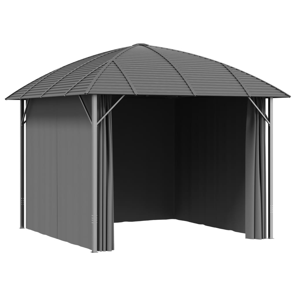 Pavillon mit Seitenwänden & Bogendach 3x3 m Anthrazit