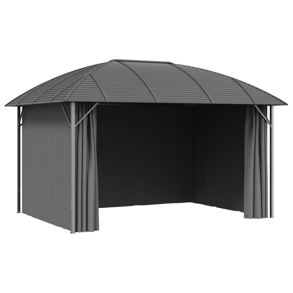 Pavillon mit Seitenwänden & Bogendach 3x4 m Anthrazit