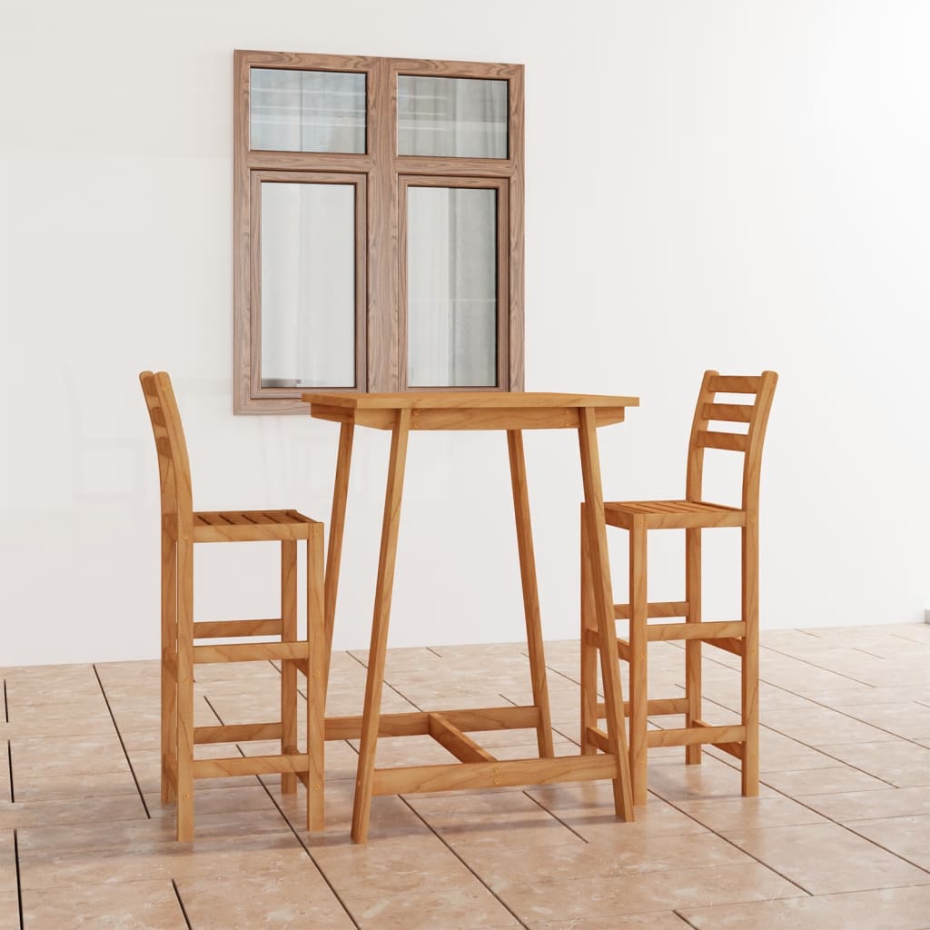 3-tlg. Gartenbar-Set Massivholz Akazie